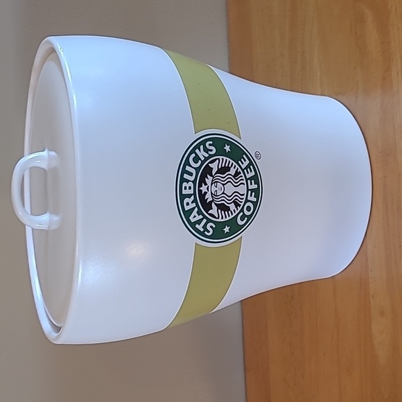 Starbucks Other - STARBUCKS Retired Ceramic Coffee Canister/Cookie Jar, Lime Green Stripe And Logo